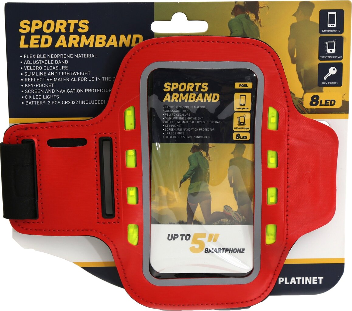 Platinet Sports LED Armband Red hind ja info | Nutivõrud (fitness tracker) | kaup24.ee