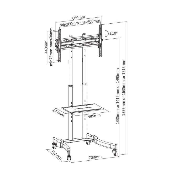 Sbox FS-400, Vesa 200x200-600x400, 37"-70" hind ja info | Teleri seinakinnitused ja hoidjad | kaup24.ee