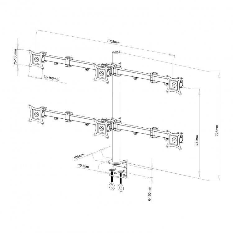 Sbox LCD-352/6, Vesa 75x75-100x100, 13"-24" hind ja info | Monitori hoidjad | kaup24.ee