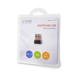 Traadita WiFi-adapter Savio CL-43 (USB 2.0, traadita, 150Mbps, IEEE 802.11b / g / n) цена и информация | Адаптеры и USB-hub | kaup24.ee
