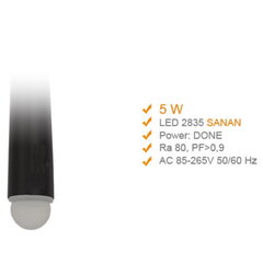 Светодиодный светильник 5W 3000K, черный цена и информация | Люстры | kaup24.ee
