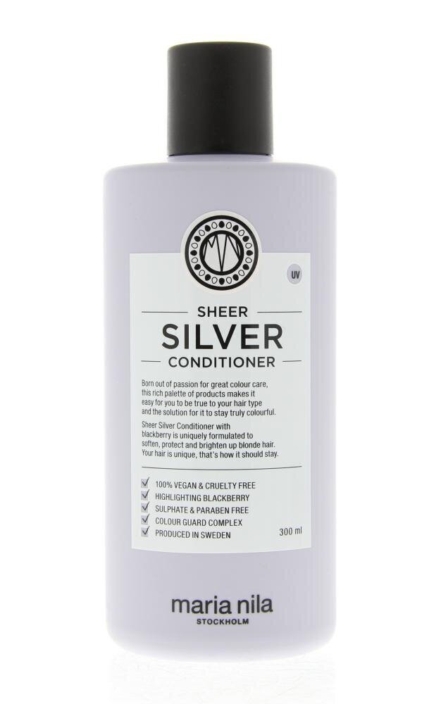 Kollast tooni neutraliseeriv palsam heledatele juustele Maria Nila Sheer Silver, 300 ml hind ja info | Juuksepalsamid | kaup24.ee