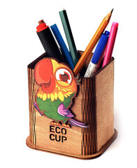 Эко стаканчик для карандашей и кисточек для макияжа из дерева «Parrot» цена и информация | Канцелярские товары | kaup24.ee
