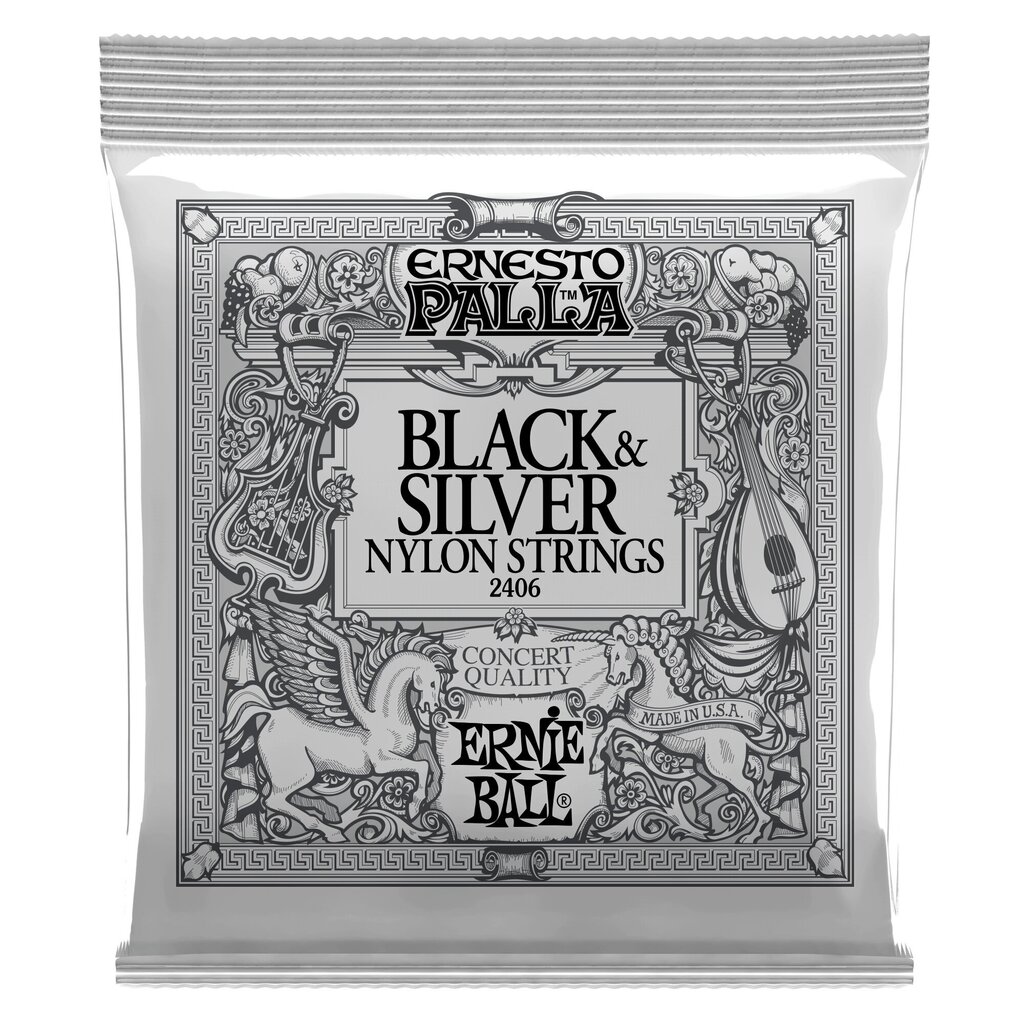 Keeled klassikalisele kitarrile Ernie Ball 2406 Black & Silver цена и информация | Muusikariistade tarvikud | kaup24.ee