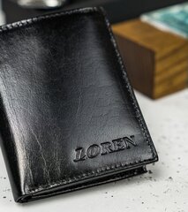 Naturaalsest nahast meeste rahakott Loren, must hind ja info | Meeste rahakotid | kaup24.ee