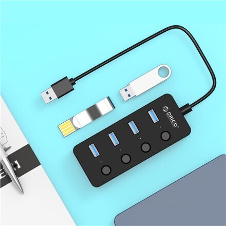 Orico USB 3.0 Hub with switches, 5x USB (black) цена и информация | USB jagajad, adapterid | kaup24.ee