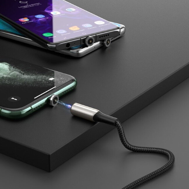 Baseus CALXC-H01 Smart Magnetic Connector 360 kraadi. Pööratud andme- ja laadimiskaabel USB kuni välgu 1 m must hind ja info | Mobiiltelefonide kaablid | kaup24.ee