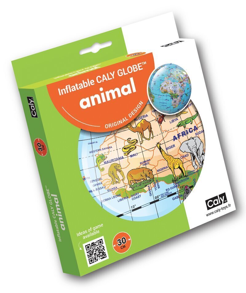 Täispuhutav gloobus-pall CALY, Maailma loomad, 40742, 30 cm hind ja info | Arendavad mänguasjad | kaup24.ee