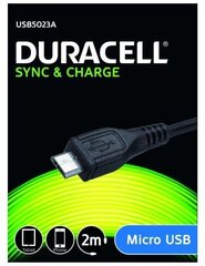 Duracell Универсальный Mirco USB Кабель данных и заряда 2m Черный цена и информация | Кабели для телефонов | kaup24.ee