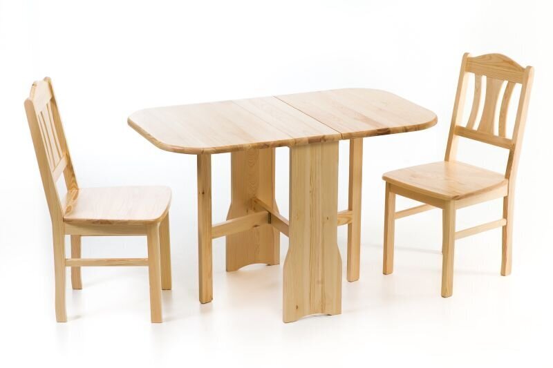 Männipuidust söögitoakomplekt Per - laud 120 x 70 cm ja 2 tooli, lakitud hind ja info | Söögilauakomplektid | kaup24.ee