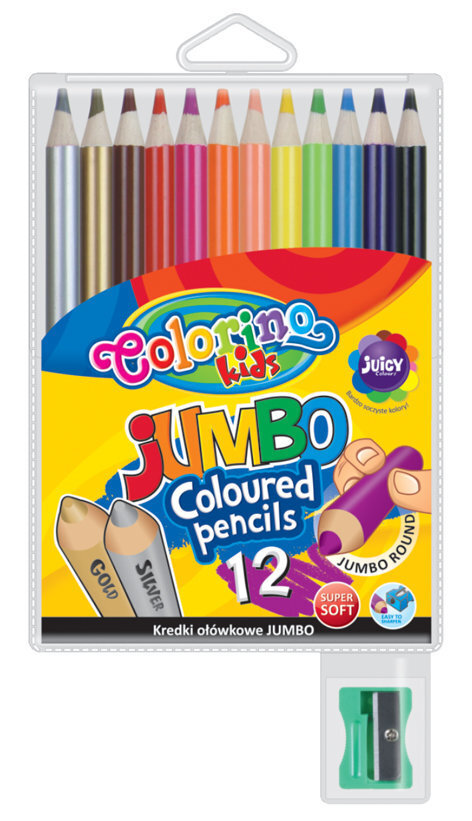 Värvilised pliiatsid COLORINO teritajaga, ümarad, 12 värvi hind ja info | Kunstitarbed, voolimise tarvikud | kaup24.ee