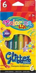 COLORINO CREATIVE Glitter markerid, 6 värvi, 65641PTR цена и информация | Принадлежности для рисования, лепки | kaup24.ee