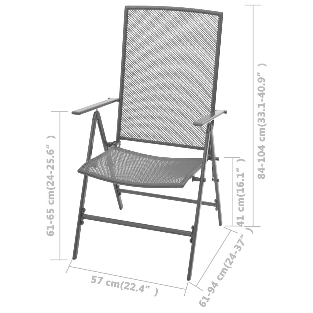 vidaXL virnastatavad aiatoolid, 2 tk, teras, hall hind ja info | Aiatoolid | kaup24.ee