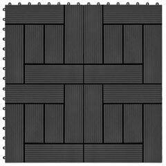 vidaXL terrassiplaadid 22 tk, 30 x 30 cm, 2 m², WPC, must hind ja info | Terrassipõrandad | kaup24.ee