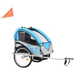 vidaXL kaks ühes laste ratta järelkäru ja jalutuskäru, sinine ja hall цена и информация | Прицепы для велосипеда | kaup24.ee