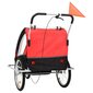 vidaXL kaks ühes laste ratta järelkäru ja jalutuskäru, must ja punane hind ja info | Jalgrattakärud | kaup24.ee