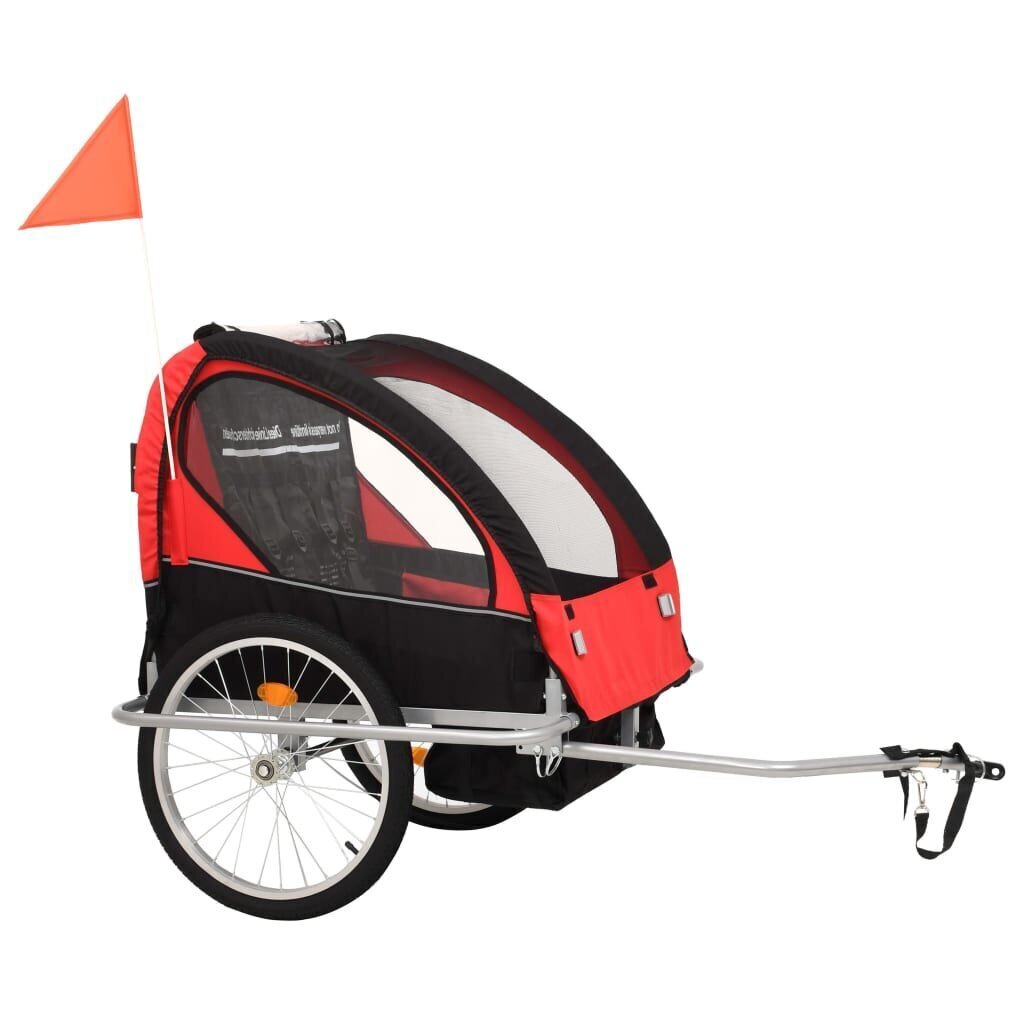 vidaXL kaks ühes laste ratta järelkäru ja jalutuskäru, must ja punane hind ja info | Jalgrattakärud | kaup24.ee