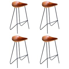 vidaXL baaripukid 4 tk, pruun, ehtne nahk hind ja info | Söögilaua toolid, köögitoolid | kaup24.ee