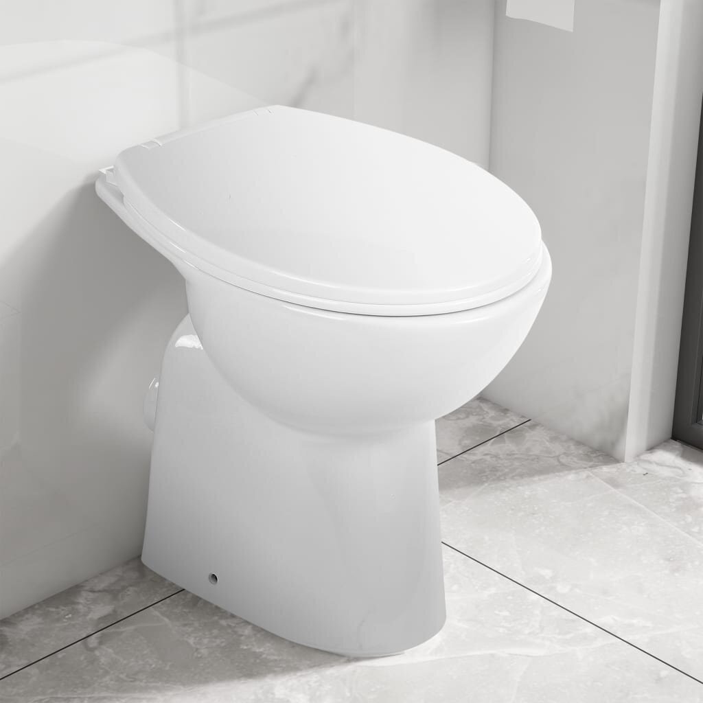 vidaXL kõrge ääreta keraamiline tualettpott, 7 cm kõrgem, valge hind ja info | WС-potid | kaup24.ee