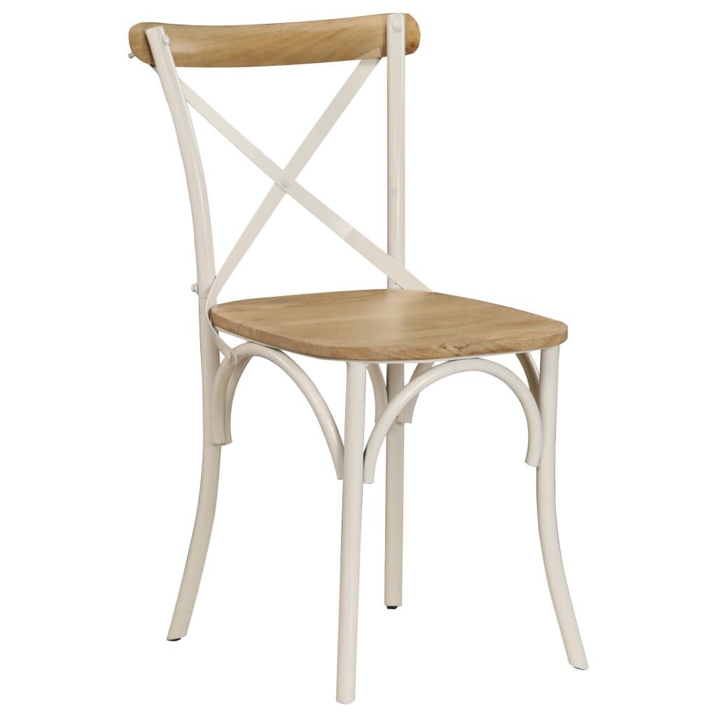 vidaXL ristikujulise seljatoega toolid 2 tk, valge, toekas mangopuit hind ja info | Söögilaua toolid, köögitoolid | kaup24.ee