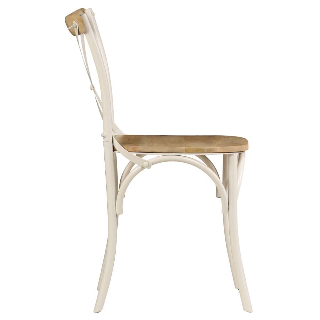 vidaXL ristikujulise seljatoega toolid 2 tk, valge, toekas mangopuit hind ja info | Söögilaua toolid, köögitoolid | kaup24.ee
