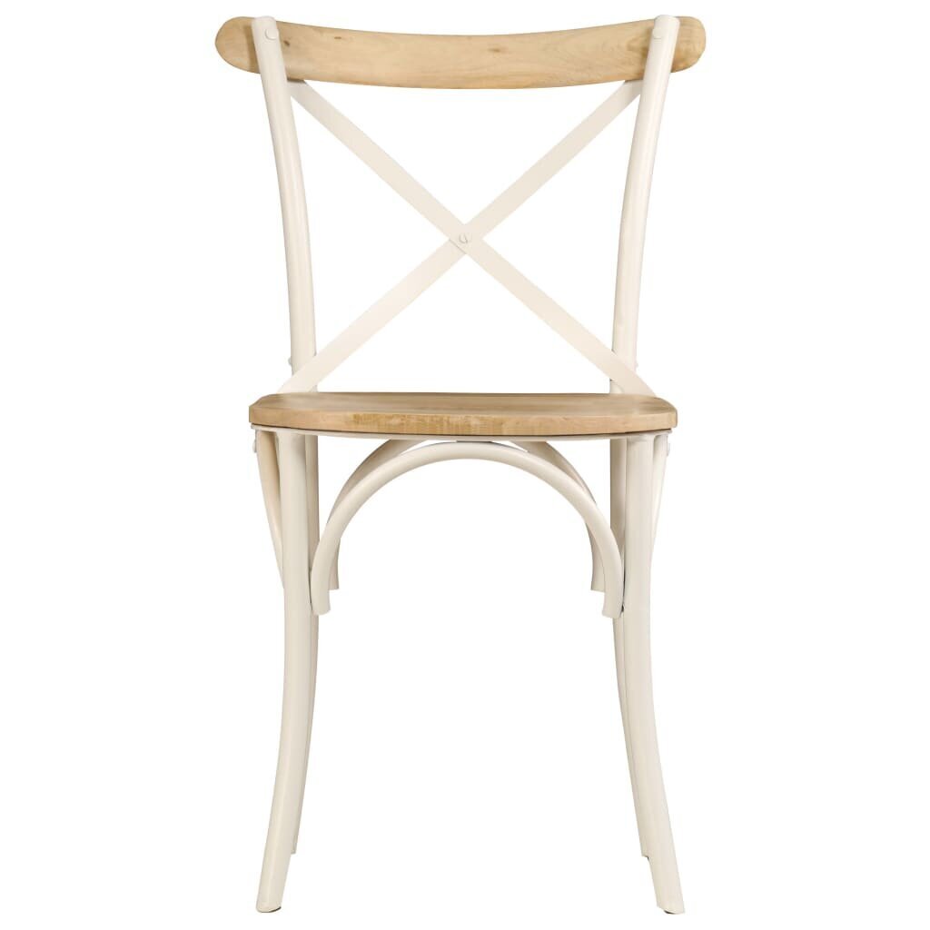 vidaXL ristikujulise seljatoega toolid 2 tk, valge, toekas mangopuit цена и информация | Söögilaua toolid, köögitoolid | kaup24.ee