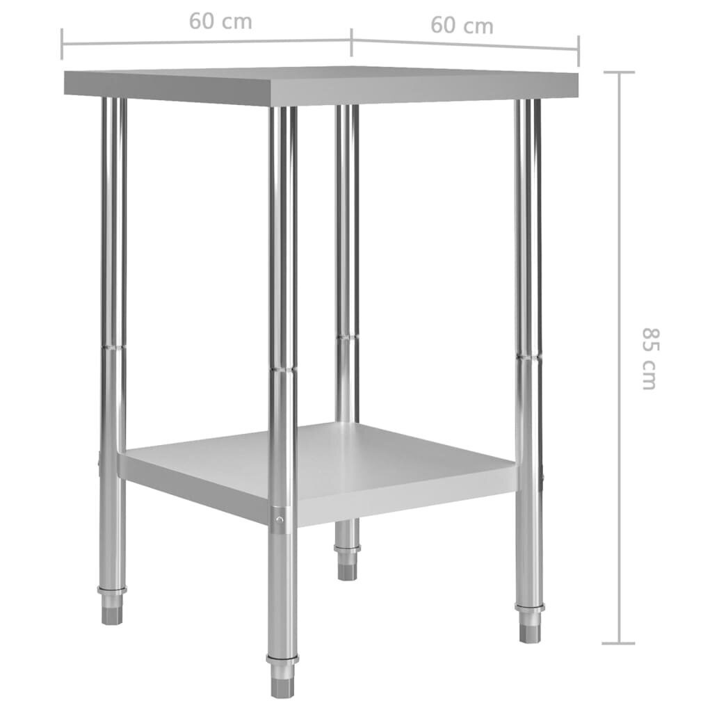 vidaXL köögi töölaud, 60 x 60 x 85 cm, roostevaba teras цена и информация | Köögimööbli tarvikud | kaup24.ee