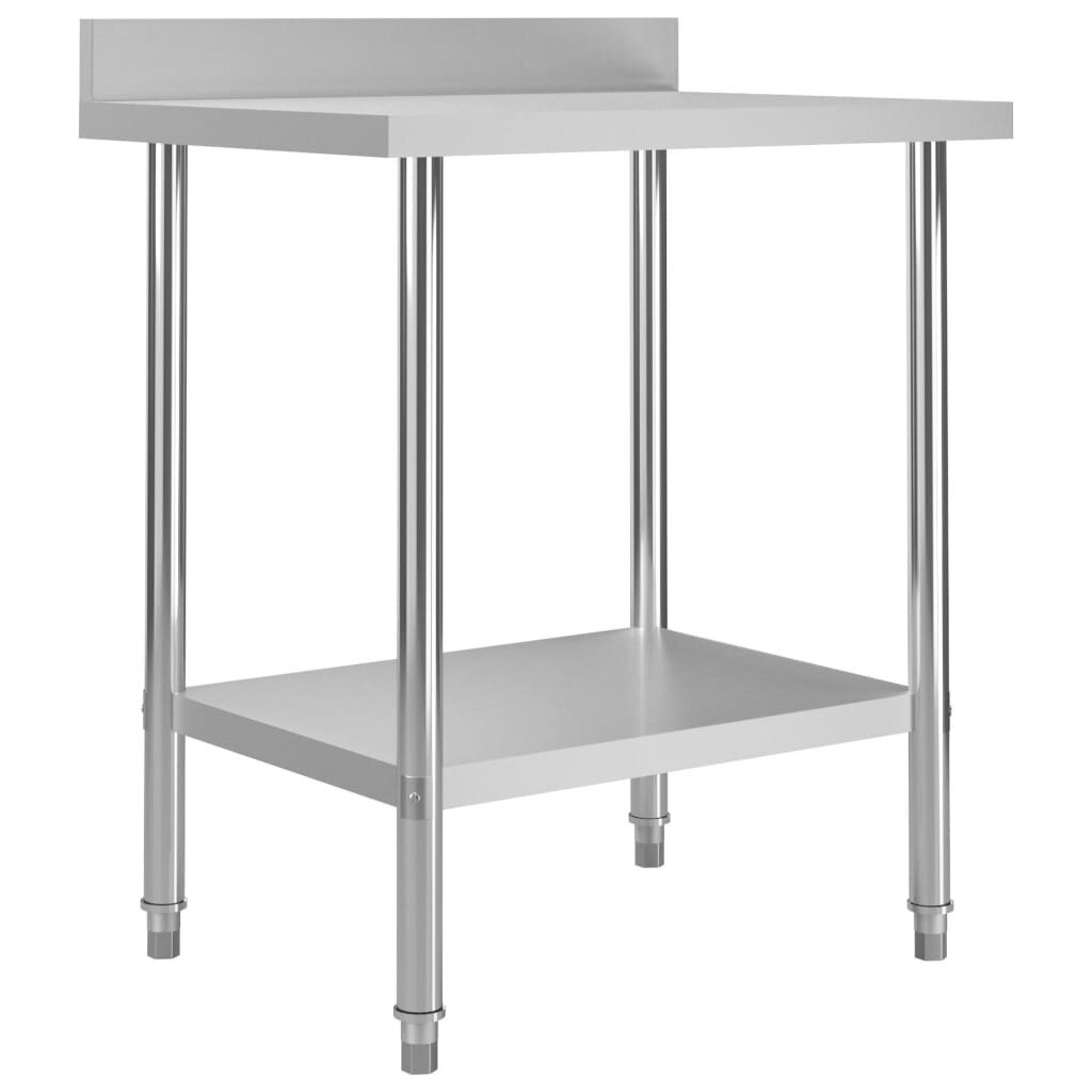 vidaXL köögi töölaud pritsmekaitsmega, 80x60x93 cm, roostevaba teras hind ja info | Köögimööbli tarvikud | kaup24.ee
