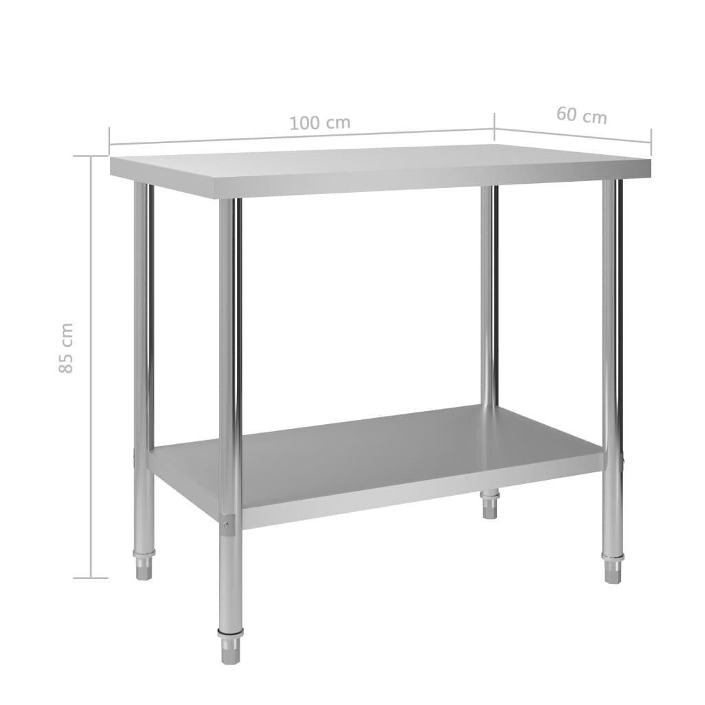 vidaXL köögi töölaud, 100 x 60 x 85 cm, roostevaba teras цена и информация | Köögimööbli tarvikud | kaup24.ee