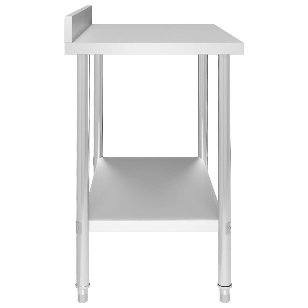 vidaXL köögi töölaud pritsmekaitsmega, 100x60x93 cm, roostevaba teras hind ja info | Köögimööbli tarvikud | kaup24.ee