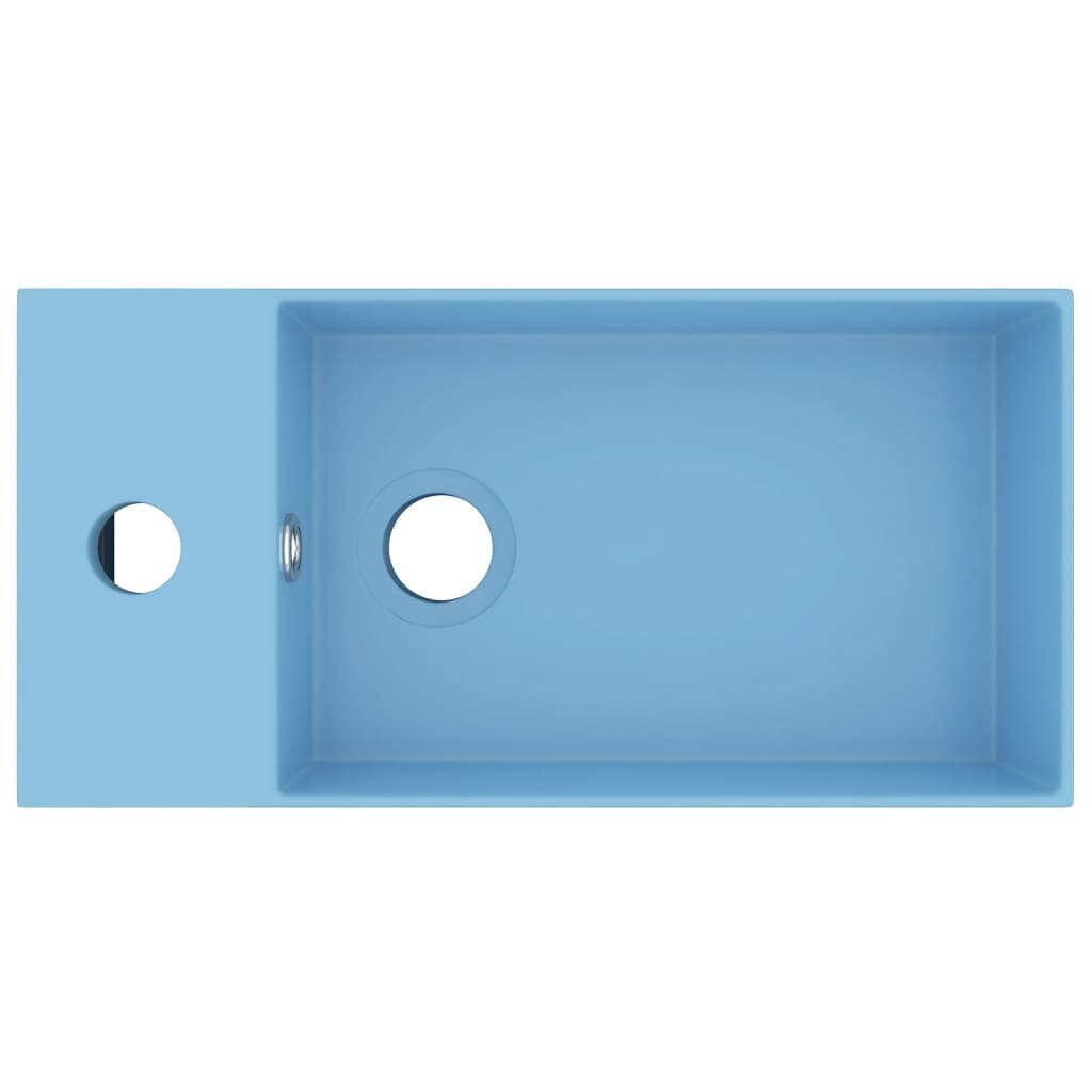 vidaXL vannitoa seinavalamu ülevooluavaga, keraamiline, helesinine hind ja info | Kraanikausid, valamud | kaup24.ee