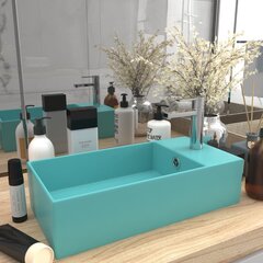 vidaXL vannitoa valamu ülevooluavaga, keraamiline, heleroheline hind ja info | Kraanikausid, valamud | kaup24.ee