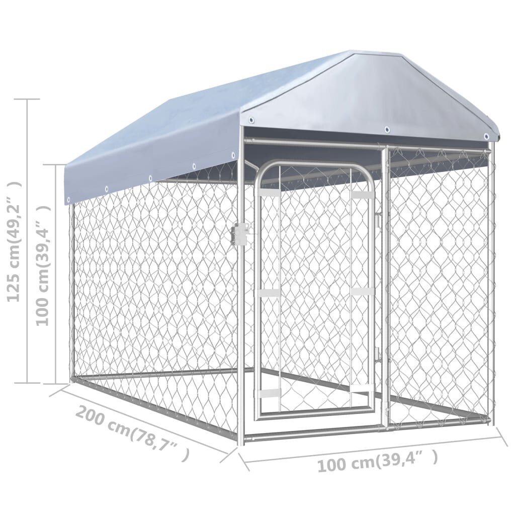 vidaXL katusega koeraaed, 200 x 100 x 125 cm цена и информация | Transportkorvid, puurid | kaup24.ee