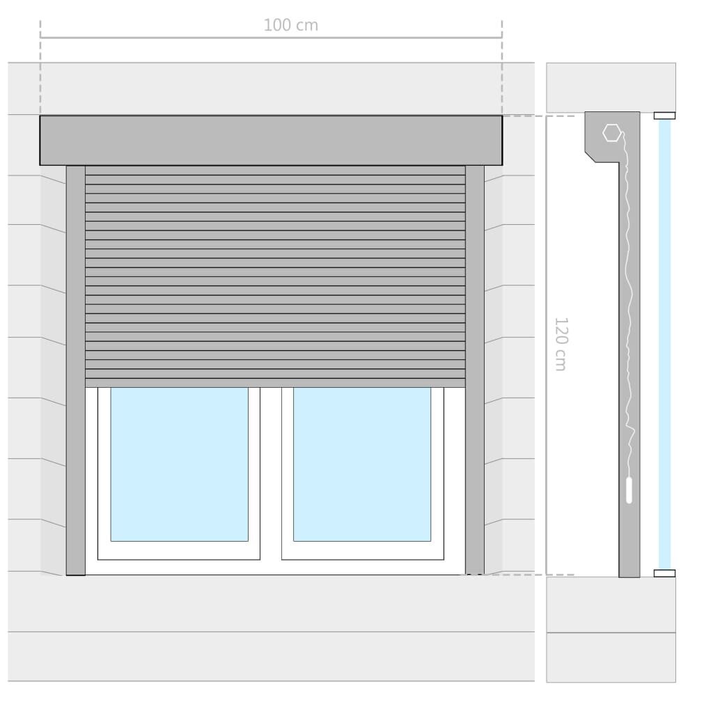 vidaXL fassaadiruloo alumiinium 100 x 120, antratsiithall hind ja info | Voldikkardinad | kaup24.ee