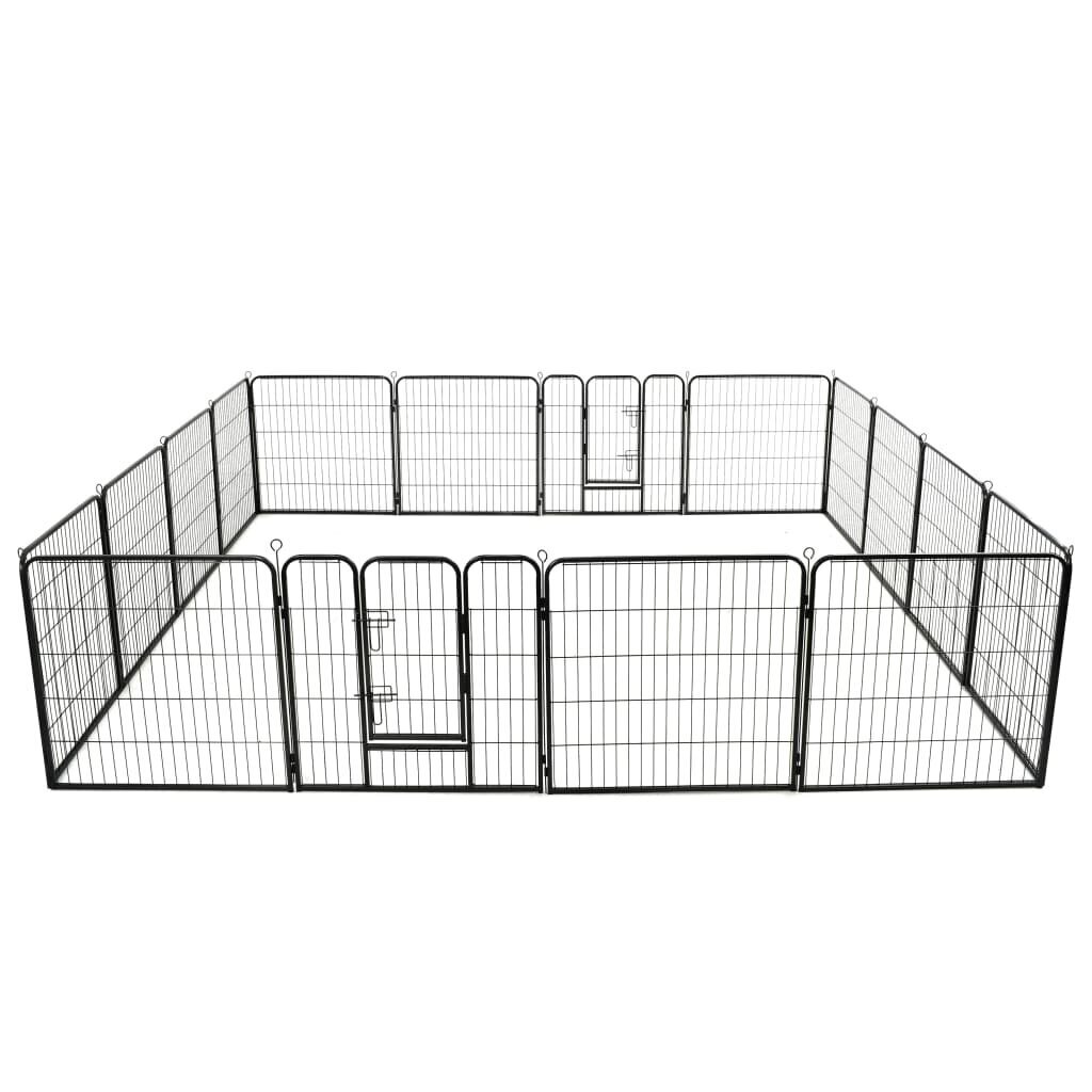 vidaXL koera mänguaedik 16 paneeliga, teras, 80 x 80 cm, must hind ja info | Transportkorvid, puurid | kaup24.ee