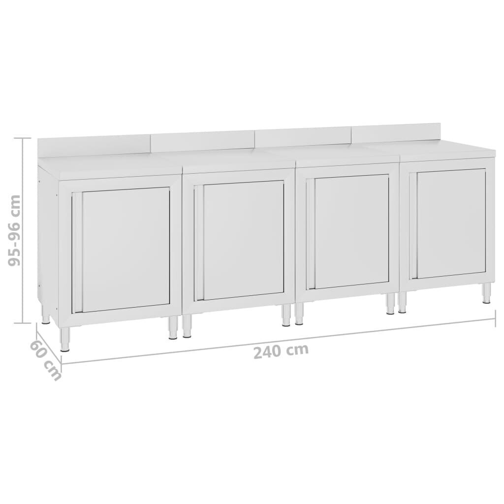 vidaXL töölaud kapiga, 240 x 60 x 96 cm, roostevaba teras цена и информация | Köögikapid | kaup24.ee