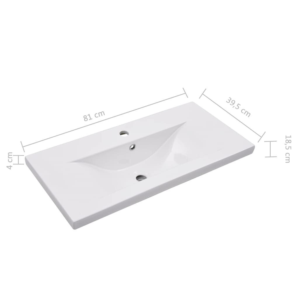 vidaXL sisseehitatud valamu, 81 x 39,5 x 18,5 cm, keraamiline, valge hind ja info | Kraanikausid, valamud | kaup24.ee