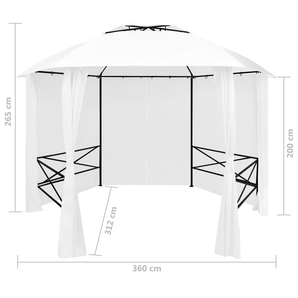 vidaXL varikatus kardinatega 360 x 312 x 265 cm valge 180 g/m² цена и информация | Varikatused ja aiapaviljonid | kaup24.ee