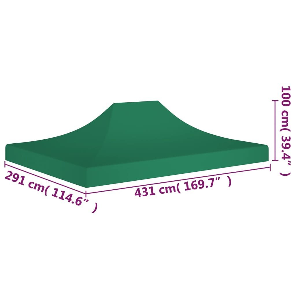 vidaXL peotelgi katus 431 x 291 x 100 cm, roheline, 270 g/m² hind ja info | Varikatused ja aiapaviljonid | kaup24.ee