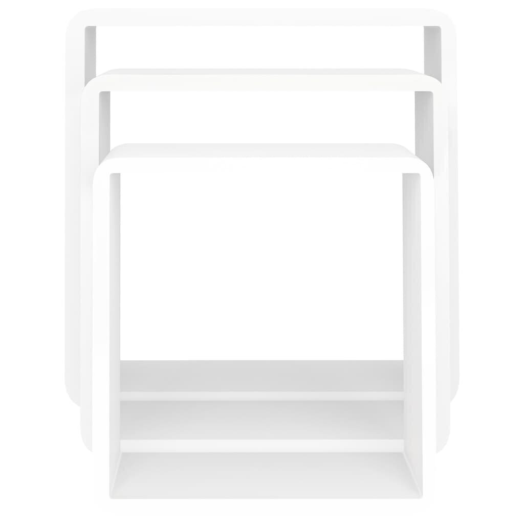 vidaXL kuubikukujulised riiulid, 3 tk, valge, MDF hind ja info | Riiulid | kaup24.ee