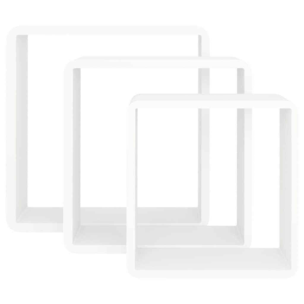 vidaXL kuubikukujulised riiulid, 3 tk, valge, MDF hind ja info | Riiulid | kaup24.ee
