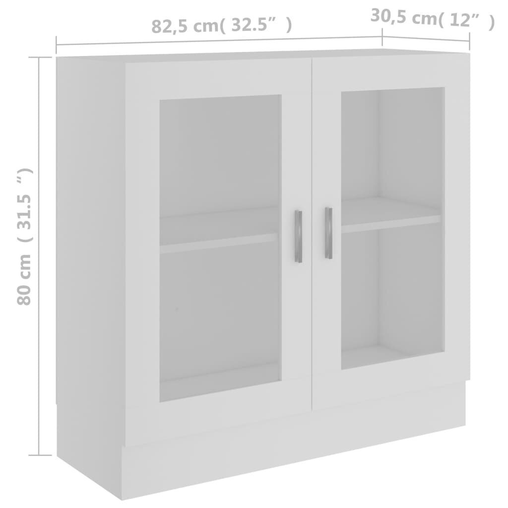 vidaXL vitriinkapp valge 82,5 x 30,5 x 80 cm puitlaastplaat hind ja info | Vitriinkapid | kaup24.ee