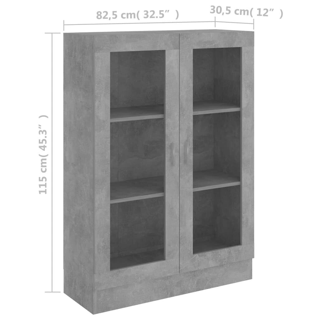 vidaXL vitriinkapp betoonhall 82,5 x 30,5 x 115 cm puitlaastplaat hind ja info | Vitriinkapid | kaup24.ee