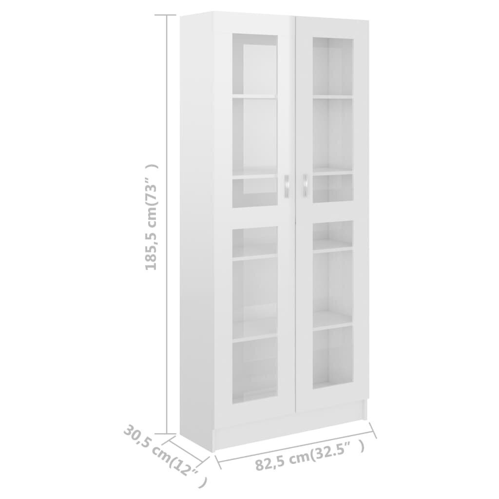 vidaXL vitriinkapp kõrgläikega valge 82,5x30,5x185,5 cm puitlaastplaat hind ja info | Vitriinkapid | kaup24.ee