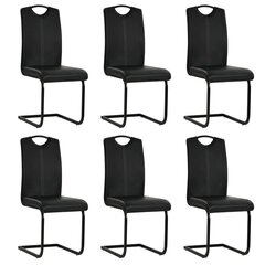vidaXL vetruvate jalgadega söögitoolid 6 tk, must, kunstnahast hind ja info | Söögilaua toolid, köögitoolid | kaup24.ee