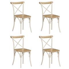 vidaXL ristikujulise seljatoega toolid 4 tk, valge, toekas mangopuit hind ja info | Söögitoolid, baaritoolid | kaup24.ee