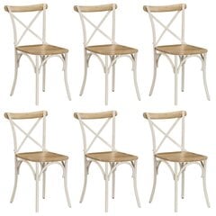 vidaXL ristikujulise seljatoega toolid 6 tk, valge, toekas mangopuit hind ja info | Söögilaua toolid, köögitoolid | kaup24.ee