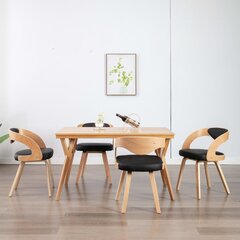 vidaXL söögitoolid 4 tk, must painutatud puit ja kunstnahk hind ja info | Söögilaua toolid, köögitoolid | kaup24.ee