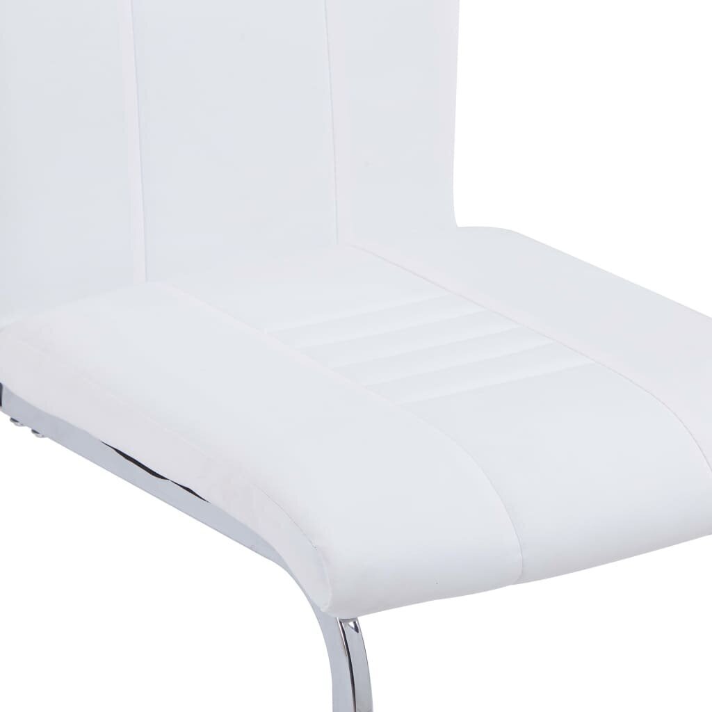 vidaXL vetruvate jalgadega söögitoolid 4 tk, valge, kunstnahk цена и информация | Söögilaua toolid, köögitoolid | kaup24.ee