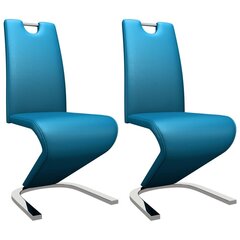 vidaXL söögitoolid siksaki kujuga 2 tk, sinine, kunstnahk hind ja info | Söögilaua toolid, köögitoolid | kaup24.ee